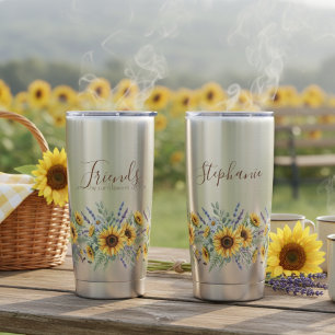 Gourde Isotherme Meilleure amie tournesol – Cadeau d'anniversaire p