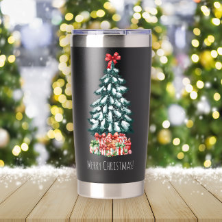 Gourde Isotherme Merry Christmas Snowy Pine Tree
