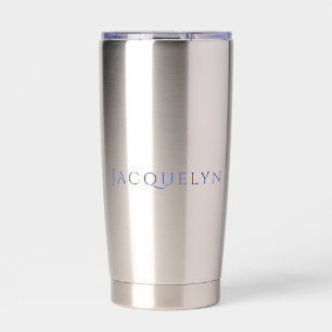 Gourde Isotherme Minimaliste Blanc Bleu Simple Élégant Moderne Nom