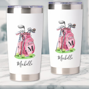 Gourde Isotherme Monogramme de golf rose