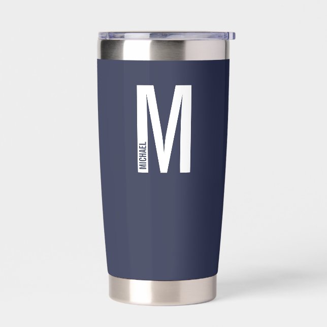 Gourde Isotherme Monogramme et nom personnalisés modernes (Gauche)