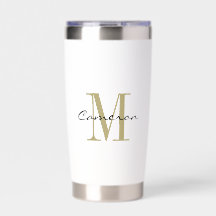 Monogramme Initial et Nom Personnalisé en Or