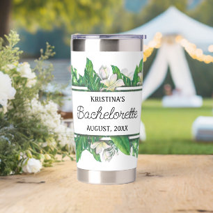 Gourde Isotherme Monogramme moderne cadre feuille verte Bachelorett