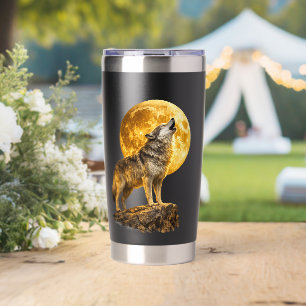Gourde Isotherme Mug de voyage Majestueux Loup Lune Sauvage