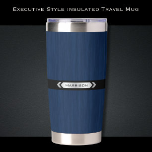 Gourde Isotherme Mug de voyage premium monogramme bleu marine exécu