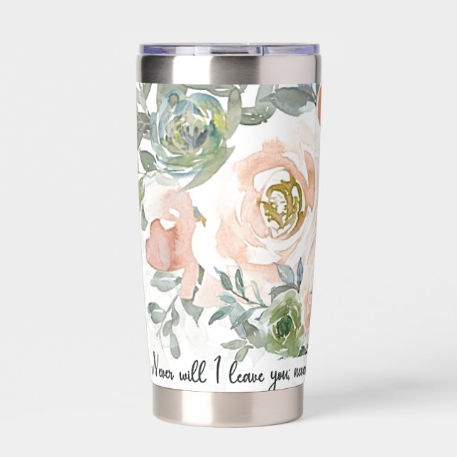 Gourde Isotherme Ne jamais vous laisser Pink aquarelle flore (Extérieur)