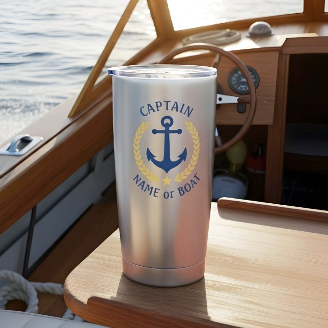 Gourde Isotherme Nom du bateau capitaine Ancre Gold Laurel Star Mar (Créateur téléchargé)