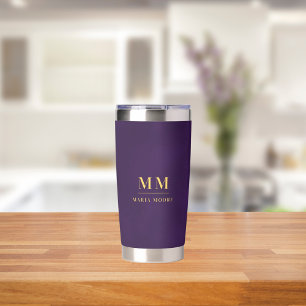 Gourde Isotherme Nom initial de monogramme personnalisé pourpre