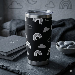 Gourde Isotherme Nuages Gris et Arcs-en-ciel sur Tumbler Thermique