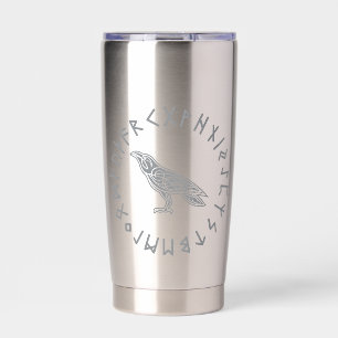 Gourde Isotherme Odin Corbeau Corneille Mythologie Viking runes run