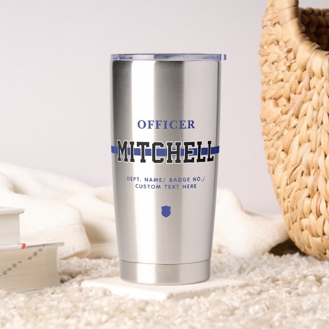 Gourde Isotherme Officier de police personnalisé Thin Blue Line (Salon)