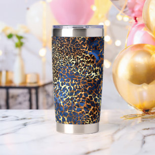 Gourde Isotherme Paillettes Or Luxe Peau Animalière Beauté Léopard
