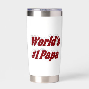 Gourde Isotherme Papa avec demi-texte bordeaux