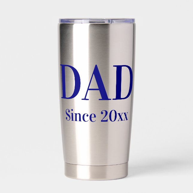 Gourde Isotherme Papa depuis 20xx Modèle de texte bleu marine (Extérieur)