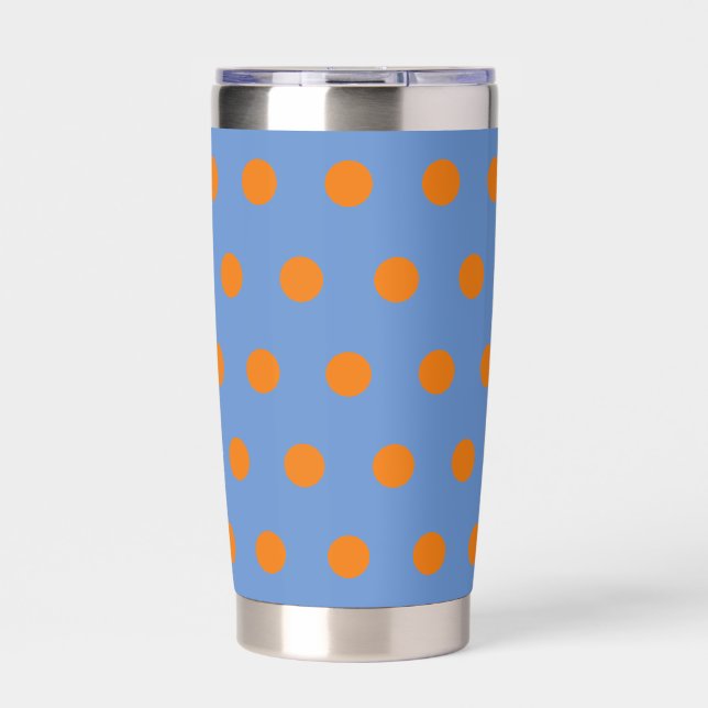 Gourde Isotherme Paruline thermique à points de polka (bleu et oran (Extérieur)