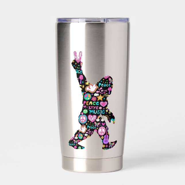 Gourde Isotherme Peace Love Bigfoot Hippie Funny Bigfoot Lover      (Extérieur)