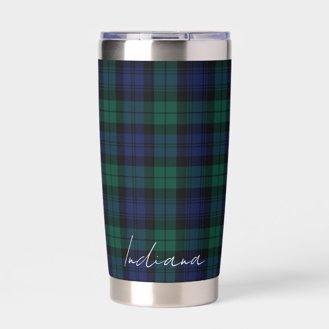 Gourde Isotherme Personalized Green Plaid Checkered Rustic Tartan (Extérieur)