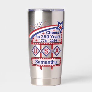 Gourde Isotherme Personnalisé USA 250–Marquise Rétro Patriotique