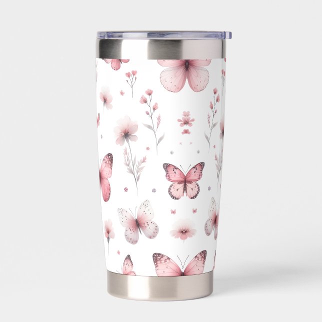 Gourde Isotherme Pink Butterflies  (Gauche)