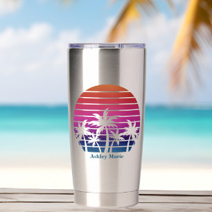 Gourde Isotherme Plage personnalisée Fille mignonne Palmier Tropica