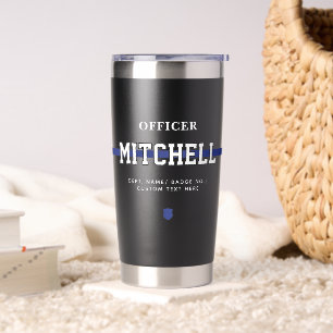Gourde Isotherme Policier personnalisé Ligne Bleue Mince
