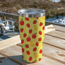 Pommes Fraise Fruit Baie Dessin Animé sur Jaune