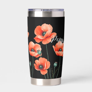 Gourde Isotherme Poppies rouges Nom Floral Thermal Vin Tumbler