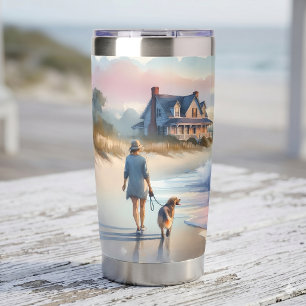 Gourde Isotherme Promenade côtière jusqu'au phare au coucher du sol