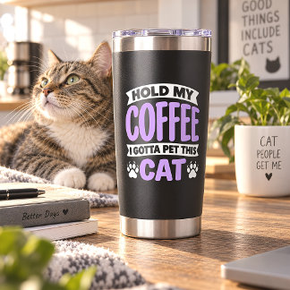 Gourde Isotherme Propriétaire de chat drôle café empreinte de patte