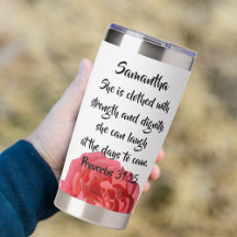 Proverbes bibliques personnalisés 31:25 Rose rouge