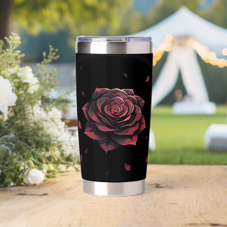 Gourde Isotherme Rose Écarlate Éternelle - Noir Gothique