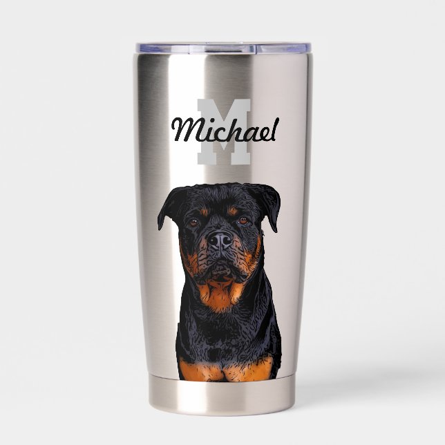 Gourde Isotherme Rottweiler chien animal animal Monogram chien père (Extérieur)