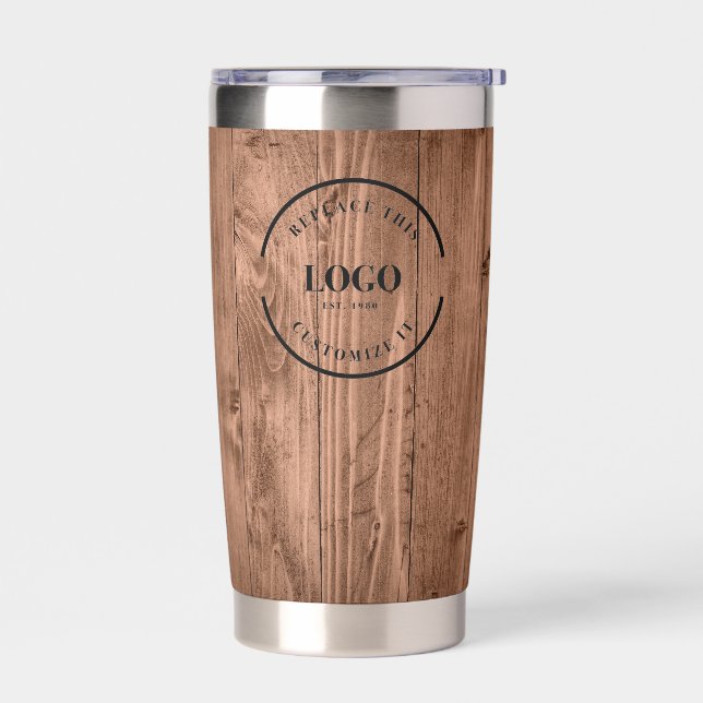 Gourde Isotherme Rustic Wood Grain Branded with logo Website (Gauche)