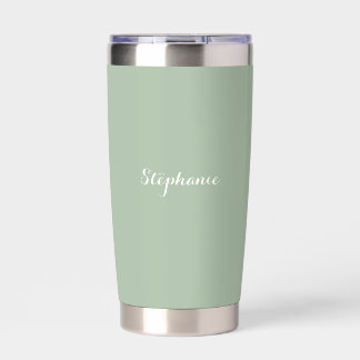 Gourde Isotherme Sage Green Nom Moderne Élégant Monogramme Boho