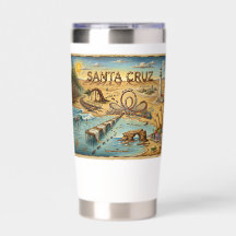 Santa Cruz Pop Art Map – Bold Coastal Landmark