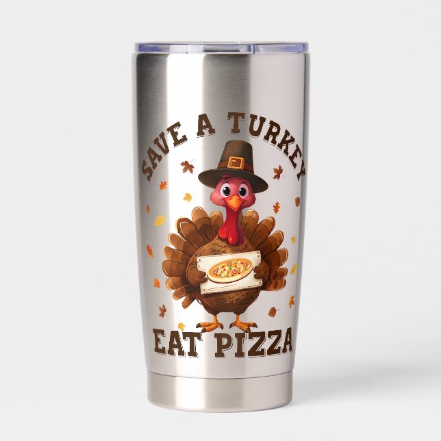 Gourde Isotherme Save a Turkey Eat Pizza – Funny Thanksgiving Pizza (Extérieur)