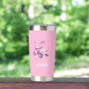 Gourde Isotherme Script de nom de voiturette de golf rose