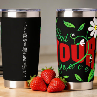 Gourde Isotherme Script Text With Vines And Flowers