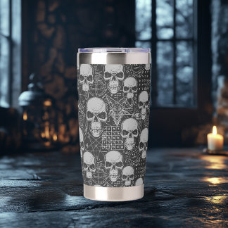 Gourde Isotherme Skull and Symbol Gothic Design