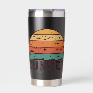 Gourde Isotherme Tasse graphique à l'horizon du coucher de soleil r