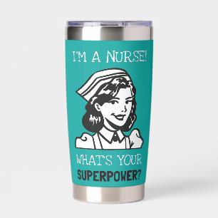 Gourde Isotherme Tasse Thermique Infirmière Superpuissance Sarcelle