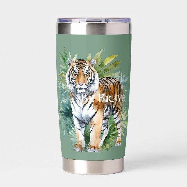 Gourde Isotherme Tigre avec Feuille (Extérieur)