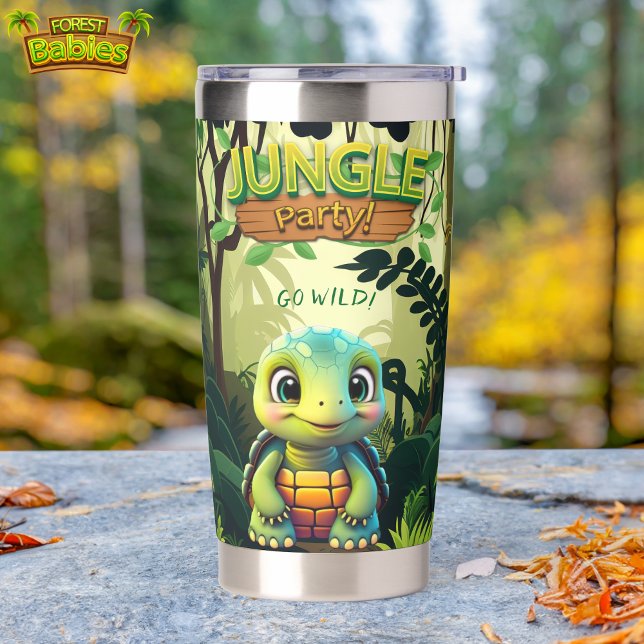 Gourde Isotherme Tortue mignonne, Whimsical Baby Turtle Faune 🐢 (Cute Jungle Party Tortoise, Fun Whimsical Baby Turtle Graphic Woodland Wildlife Insulated Tumbler 🐢)