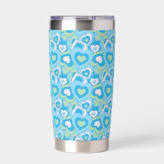 Gourde Isotherme Tumbler Cœur Turquoise Rétro
