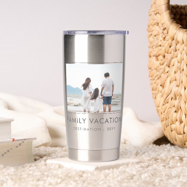 Gourde Isotherme Vacances en famille élégantes | Photo de voyage en (Salon)