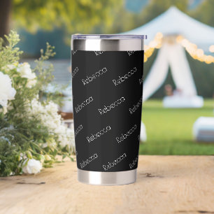 Gourde Isotherme Votre nom Style blanc moderne sur noir