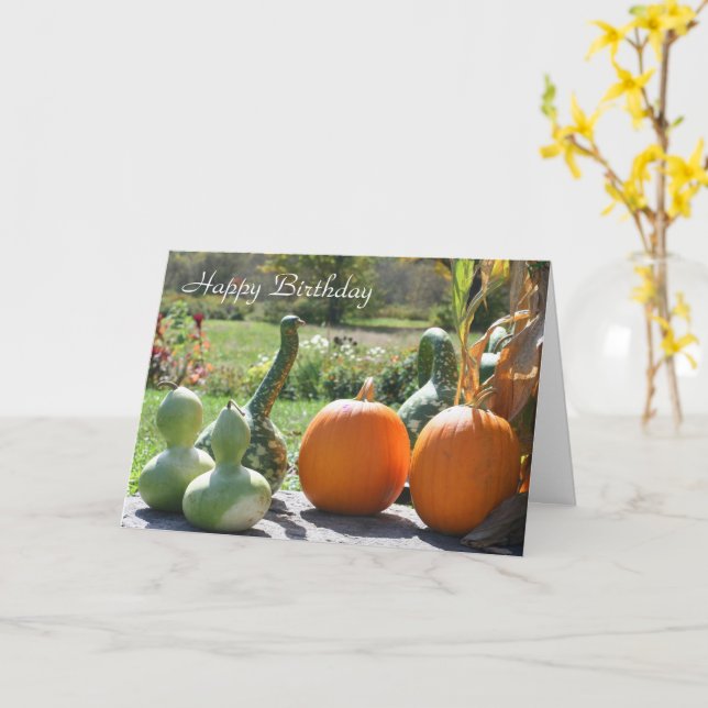 Gourds And Pumkins Nature Birthday Card (Yellow Flower)