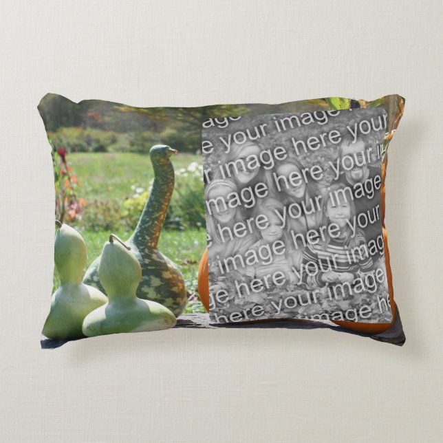 Gourds And Pumpkins Fall Add Your Photo Accent Pillow (Front)