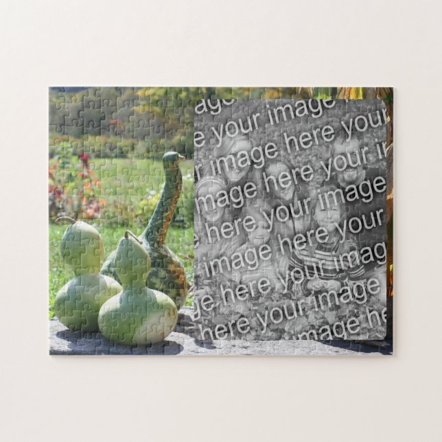 Gourds And Pumpkins Fall Add Your Photo Jigsaw Puzzle (Horizontal)