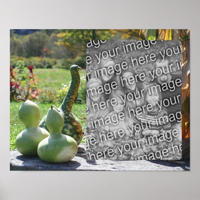 Gourds And Pumpkins Fall Add Your Photo Poster (Front)